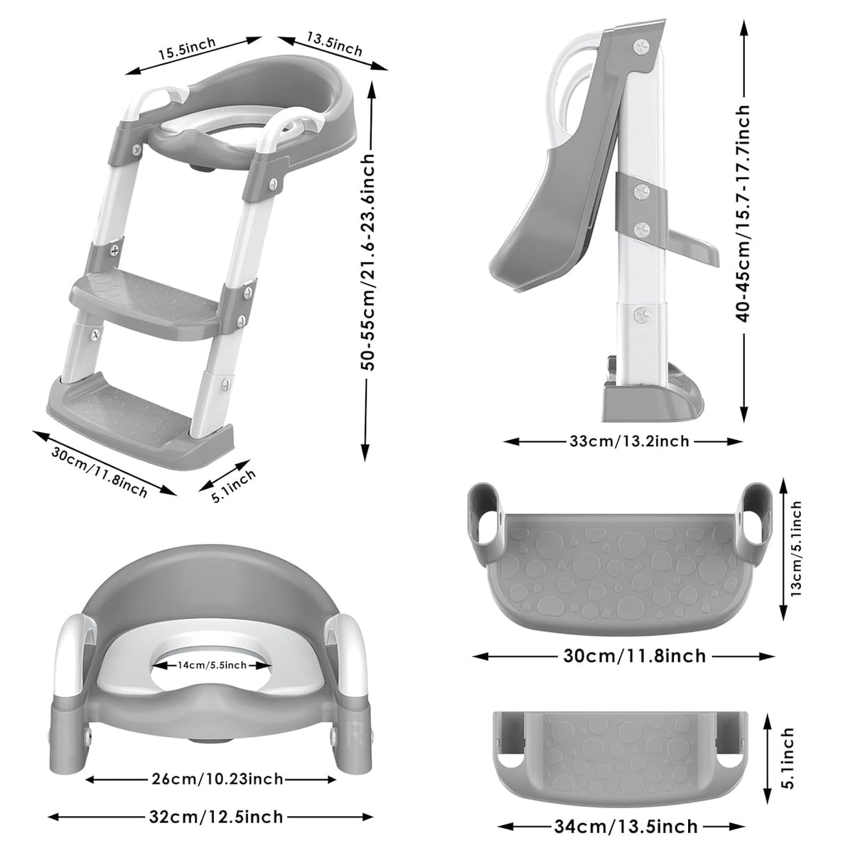 Baby Toilet Training Seat with Adjustable Steps