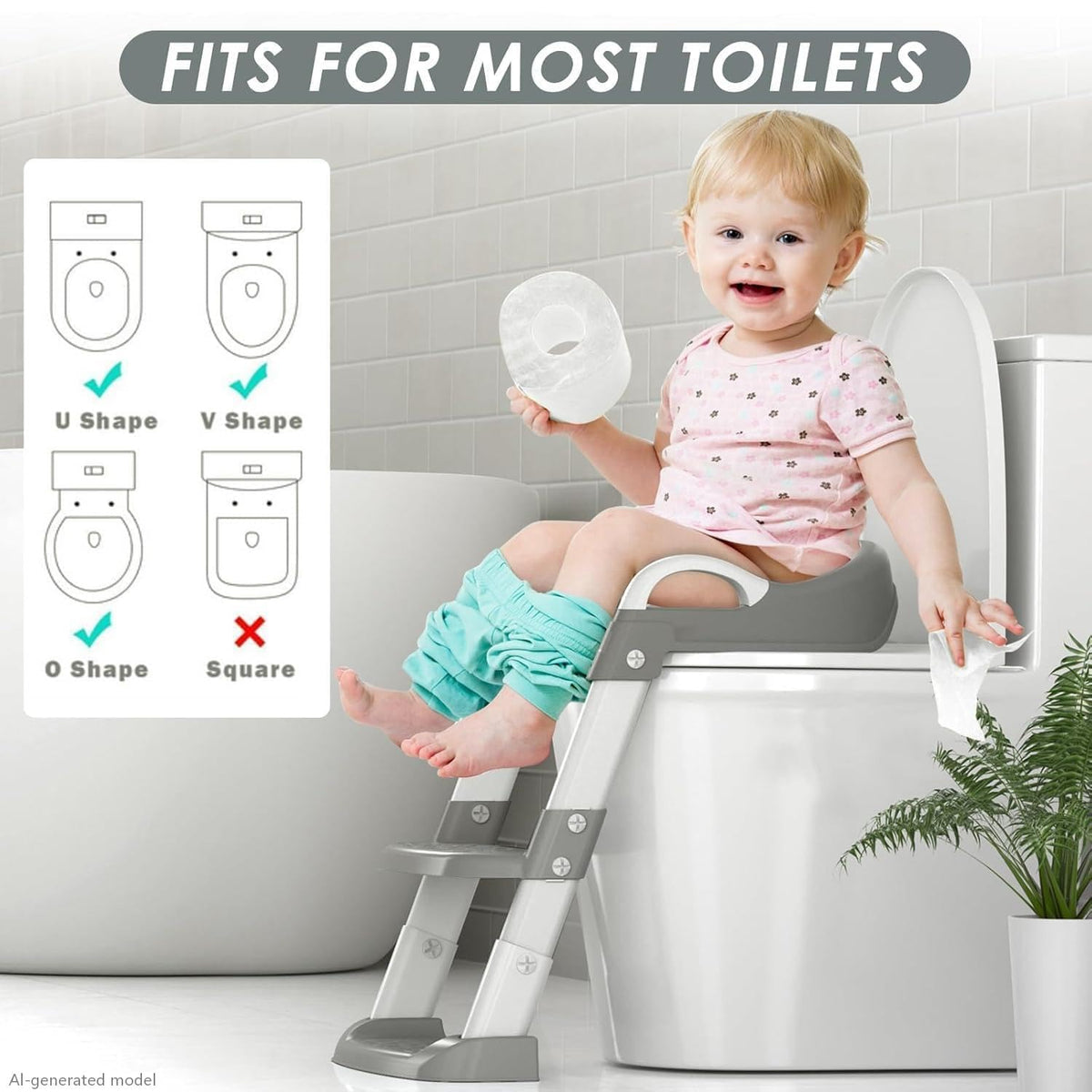 Baby Toilet Training Seat with Adjustable Steps