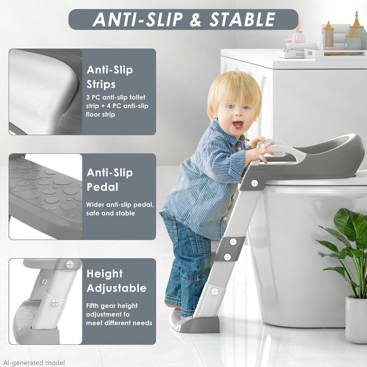 Baby Toilet Training Seat with Adjustable Steps