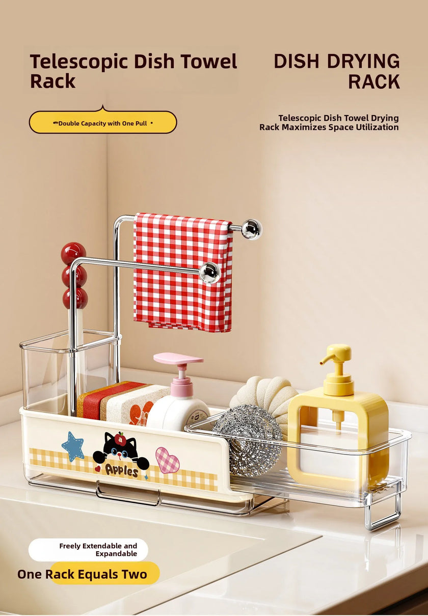 Kitchen Sponge And Towel Drain Rack