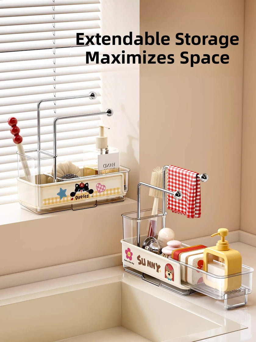 Kitchen Sponge And Towel Drain Rack