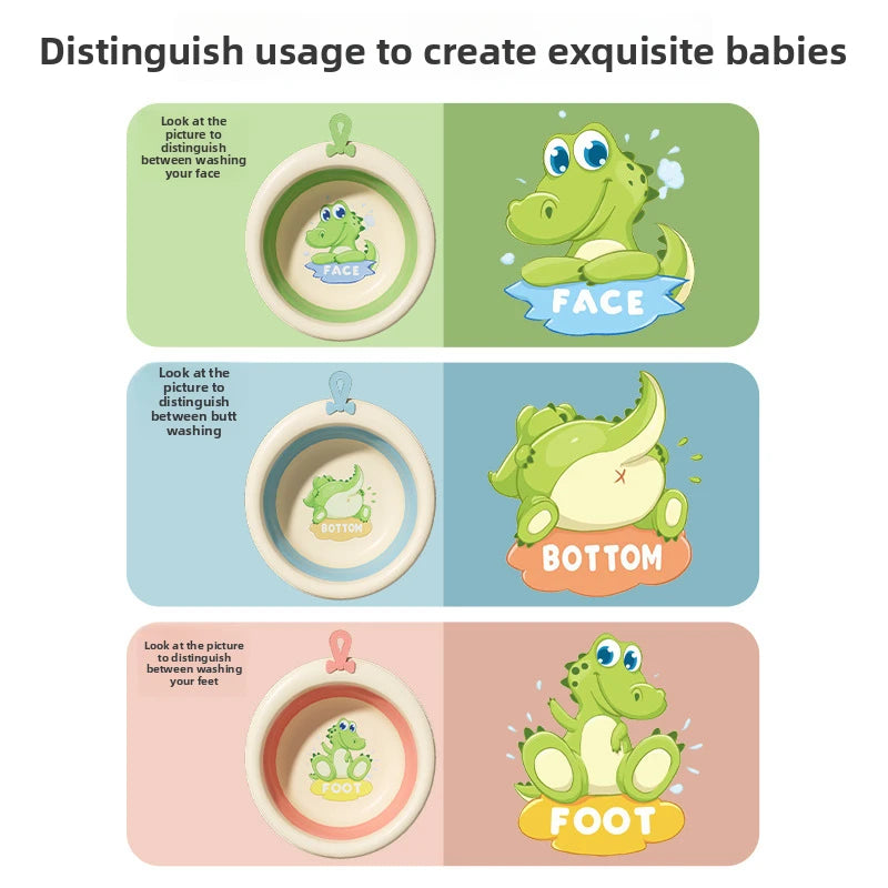 Cute Cartoon Dinosaur Foldable Baby Washbasin