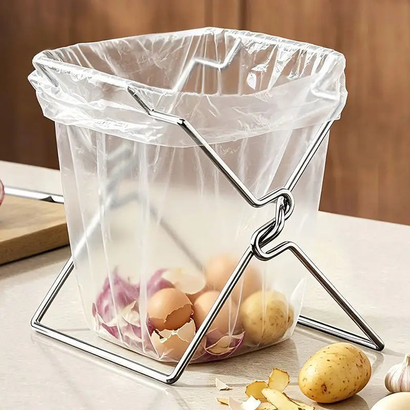 Collapsible Stainless Steel Garbage Bag Holde