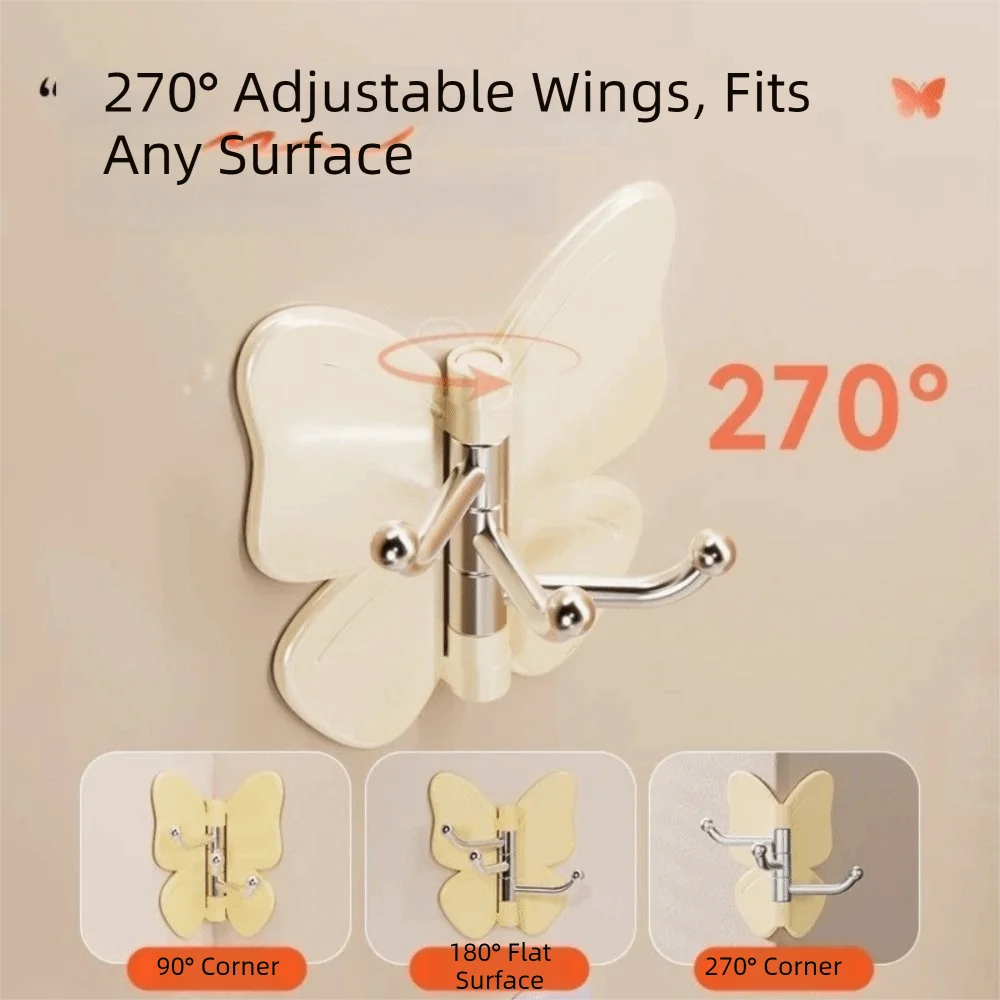 4PCS Rotating Butterfly Wall Hooks
