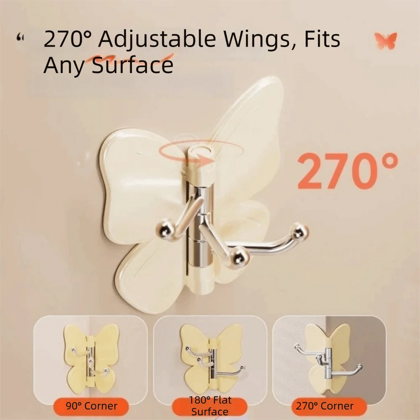 4PCS Rotating Butterfly Wall Hooks