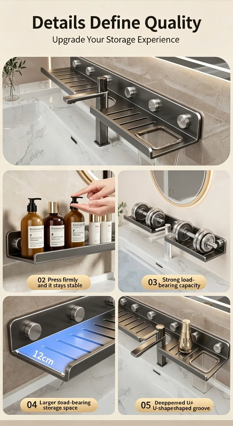No-Drill Bathroom Vanity Storage Shelf
