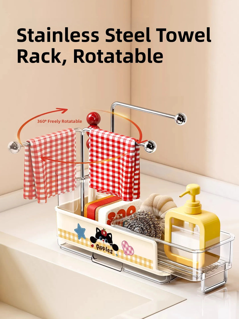 Kitchen Sponge And Towel Drain Rack