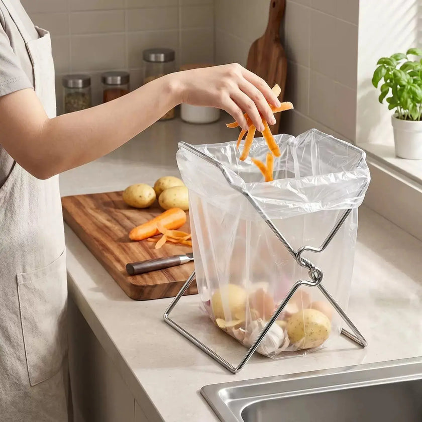Collapsible Stainless Steel Garbage Bag Holde