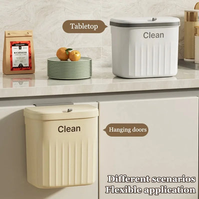 Wall-Mounted Kitchen Trash Bin with Lid