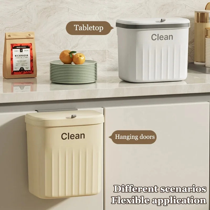 Wall-Mounted Kitchen Trash Bin with Lid