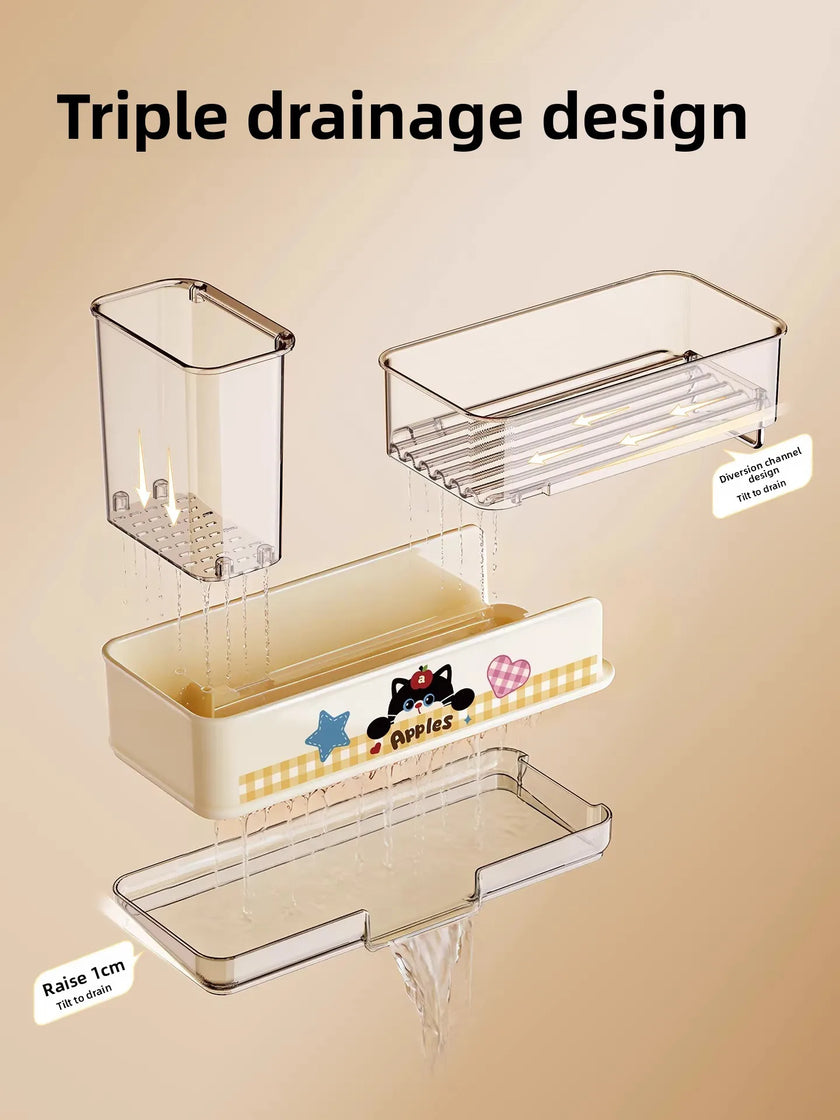 Kitchen Sponge And Towel Drain Rack