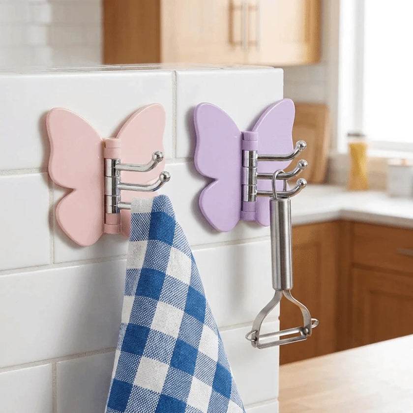 4PCS Rotating Butterfly Wall Hooks