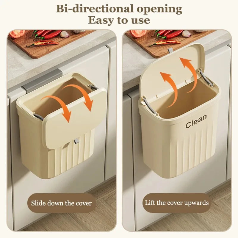 Wall-Mounted Kitchen Trash Bin with Lid