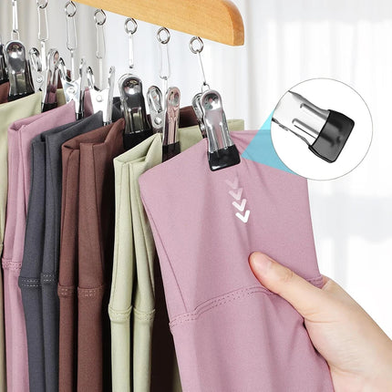 3x Wooden Multi-Clip Hanger Rack