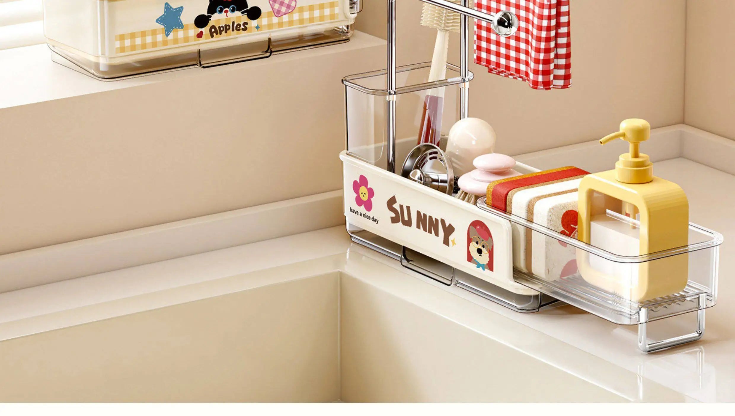 Kitchen Sponge And Towel Drain Rack