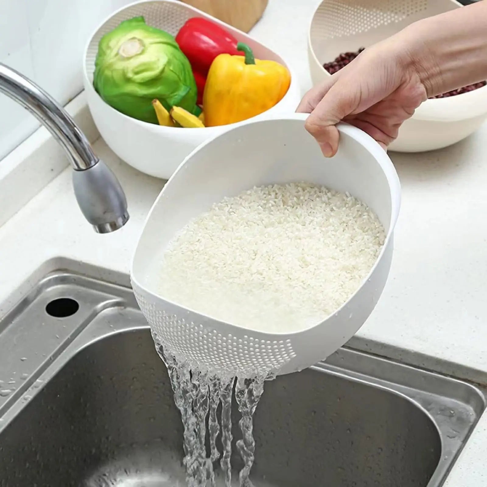 Handheld Rice Washing Basket