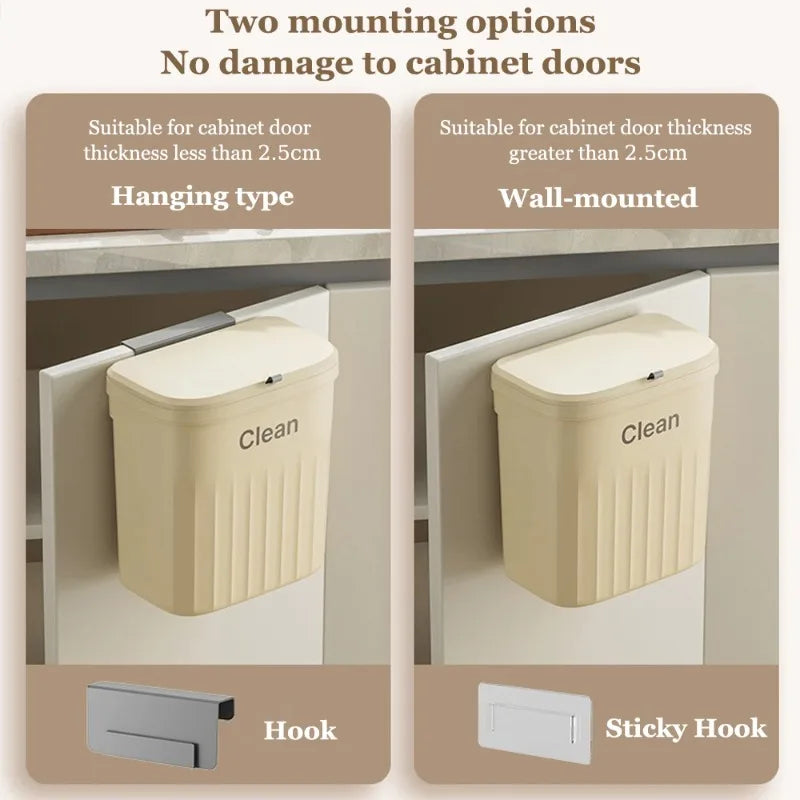 Wall-Mounted Kitchen Trash Bin with Lid