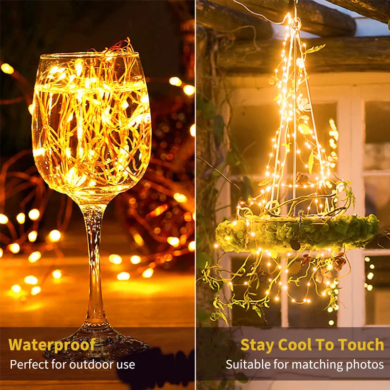 Solar LED Fairy String Lights Outdoor Waterproof