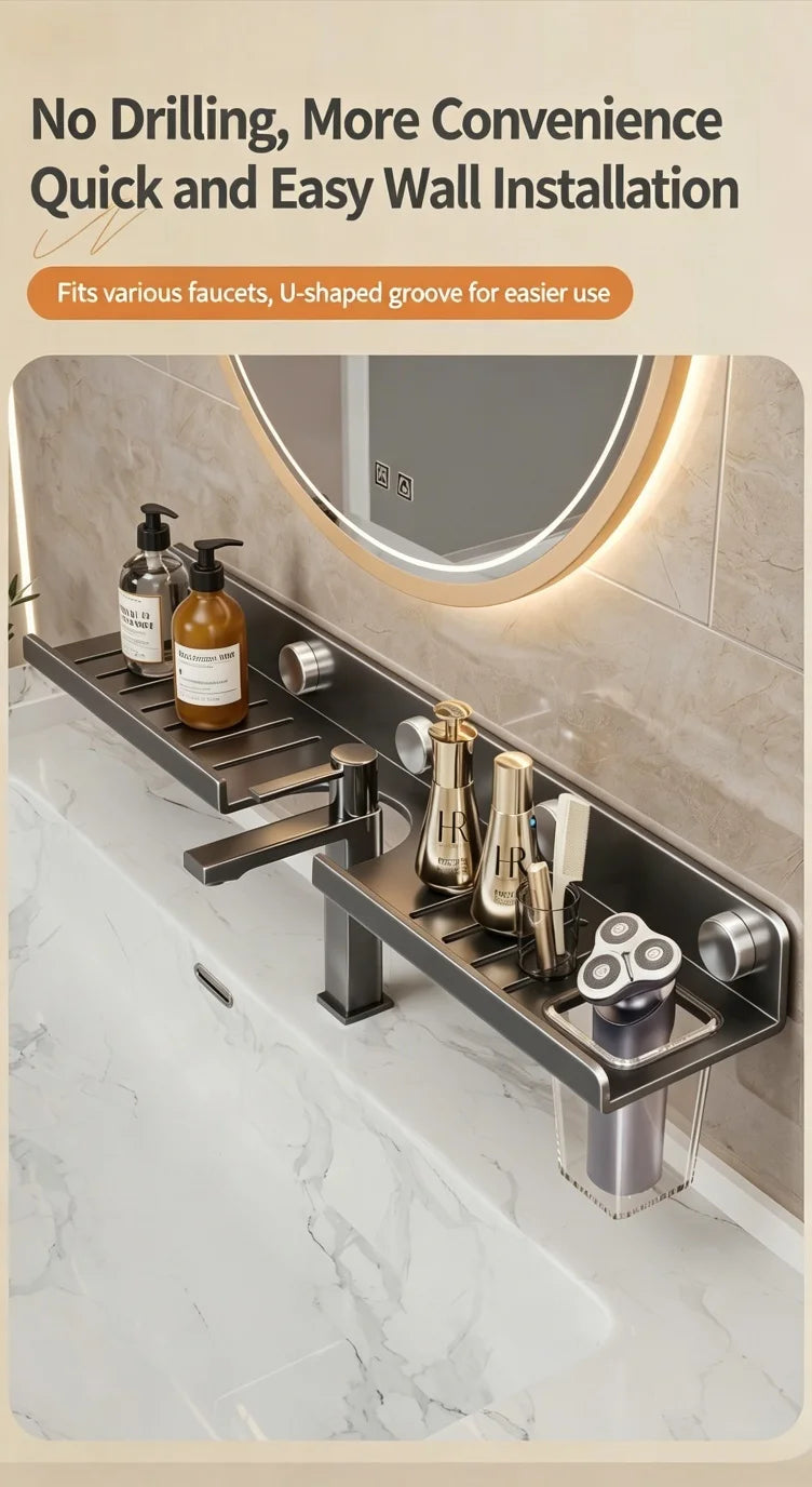 No-Drill Bathroom Vanity Storage Shelf