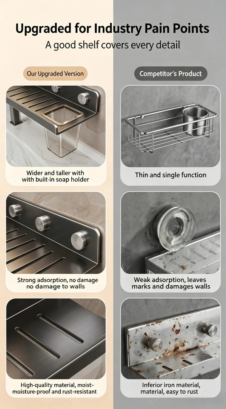 No-Drill Bathroom Vanity Storage Shelf