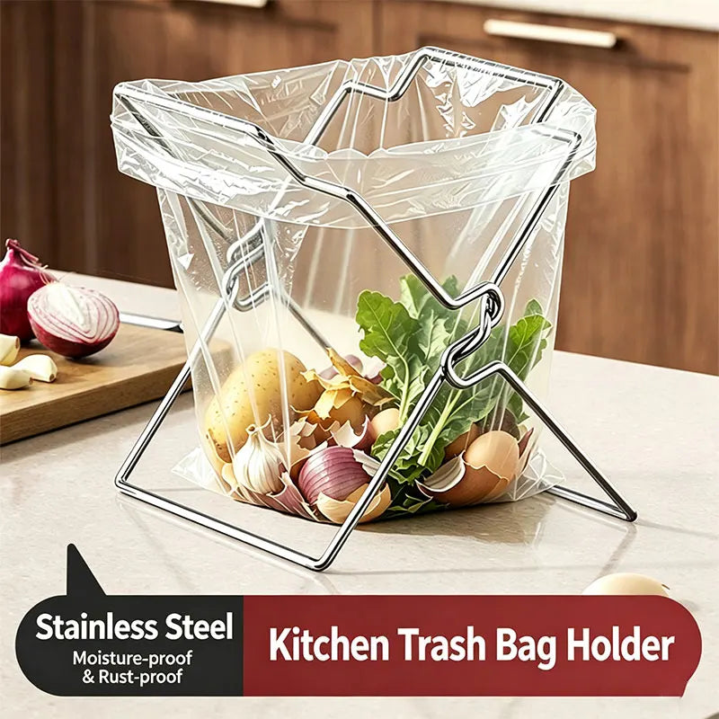 Collapsible Stainless Steel Garbage Bag Holde