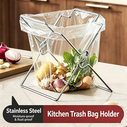 Collapsible Stainless Steel Garbage Bag Holde