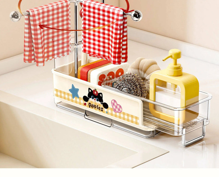 Kitchen Sponge And Towel Drain Rack