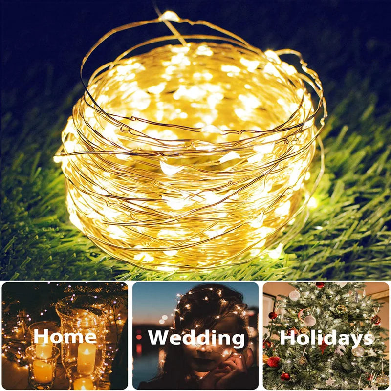 Solar LED Fairy String Lights Outdoor Waterproof