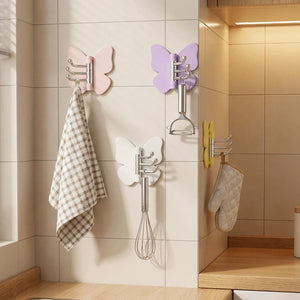 4PCS Rotating Butterfly Wall Hooks