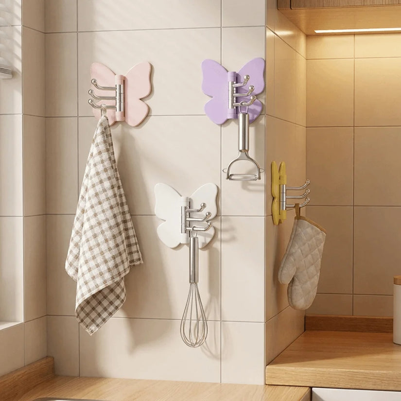 4PCS Rotating Butterfly Wall Hooks