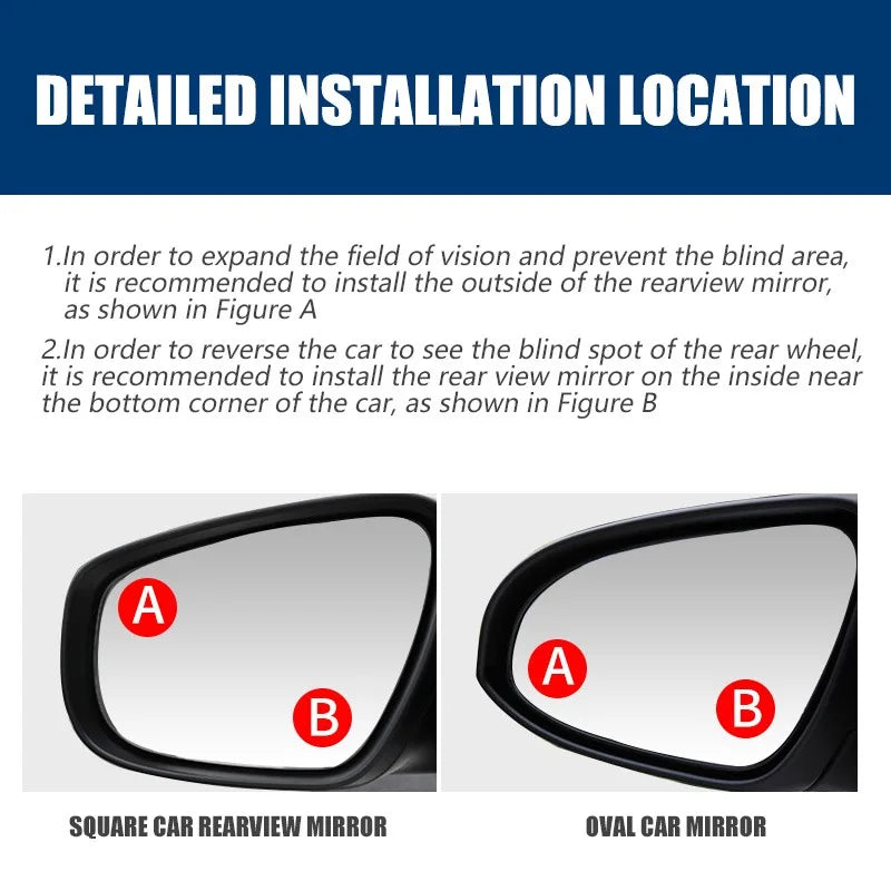 2Pcs 360° Adjustable Blind Spot Mirror