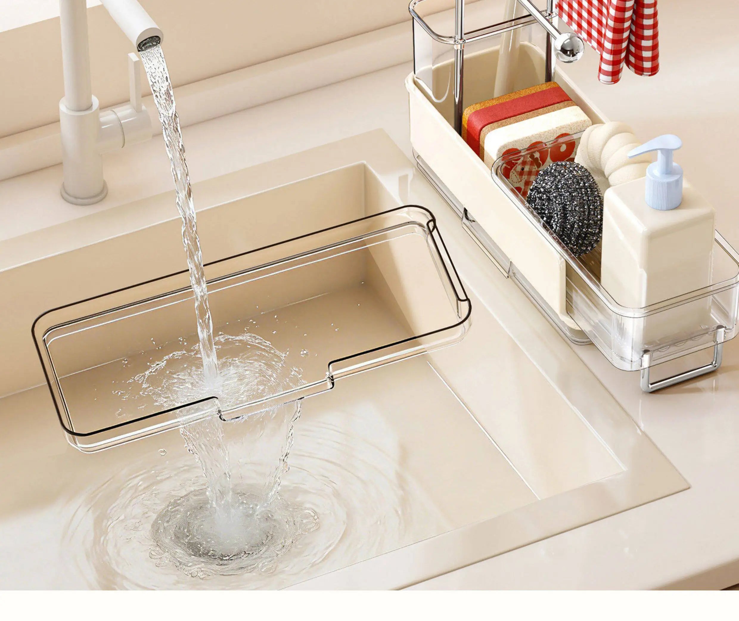 Kitchen Sponge And Towel Drain Rack