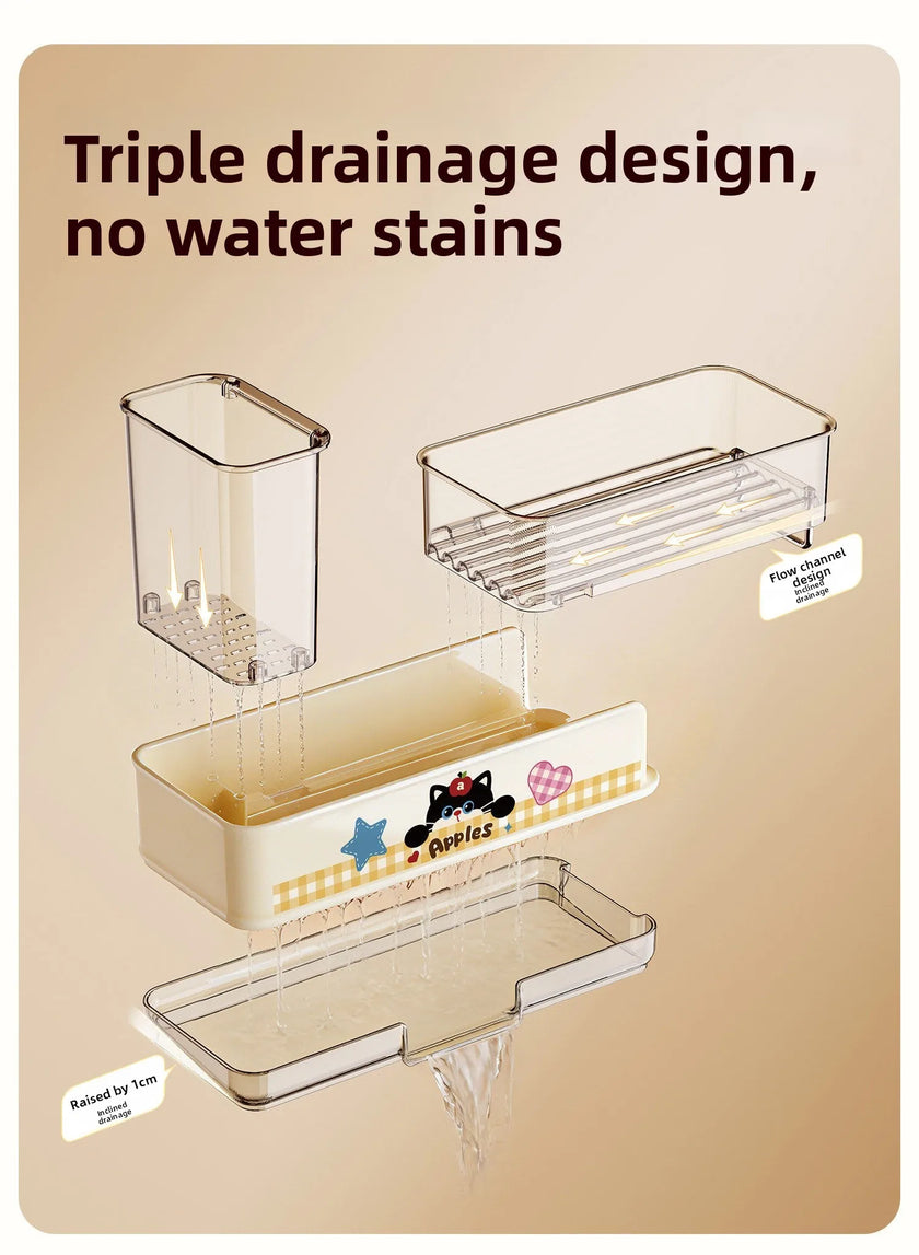 Kitchen Sponge And Towel Drain Rack