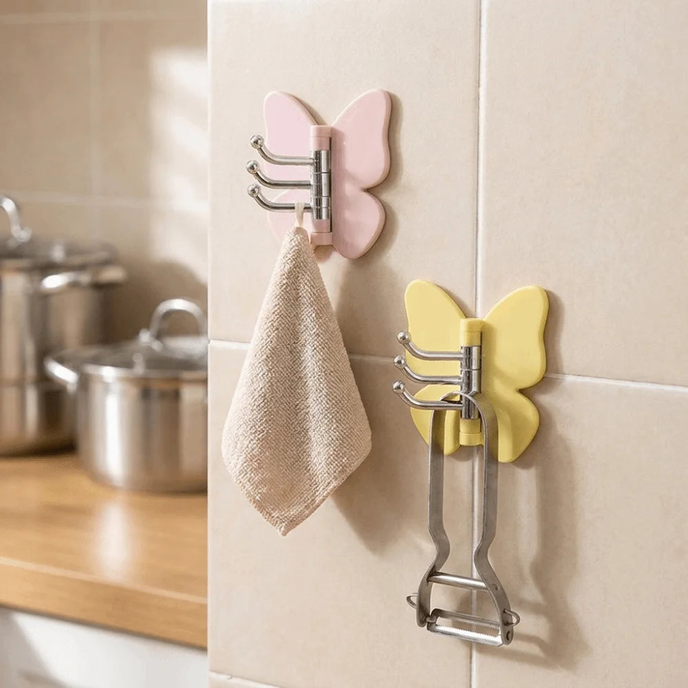 4PCS Rotating Butterfly Wall Hooks