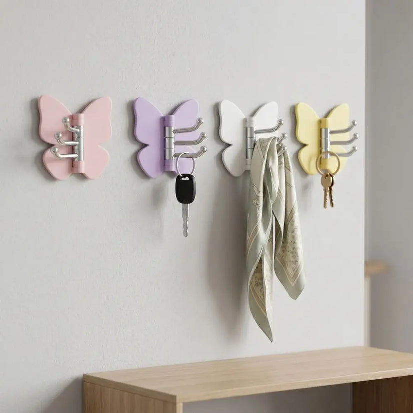 4PCS Rotating Butterfly Wall Hooks
